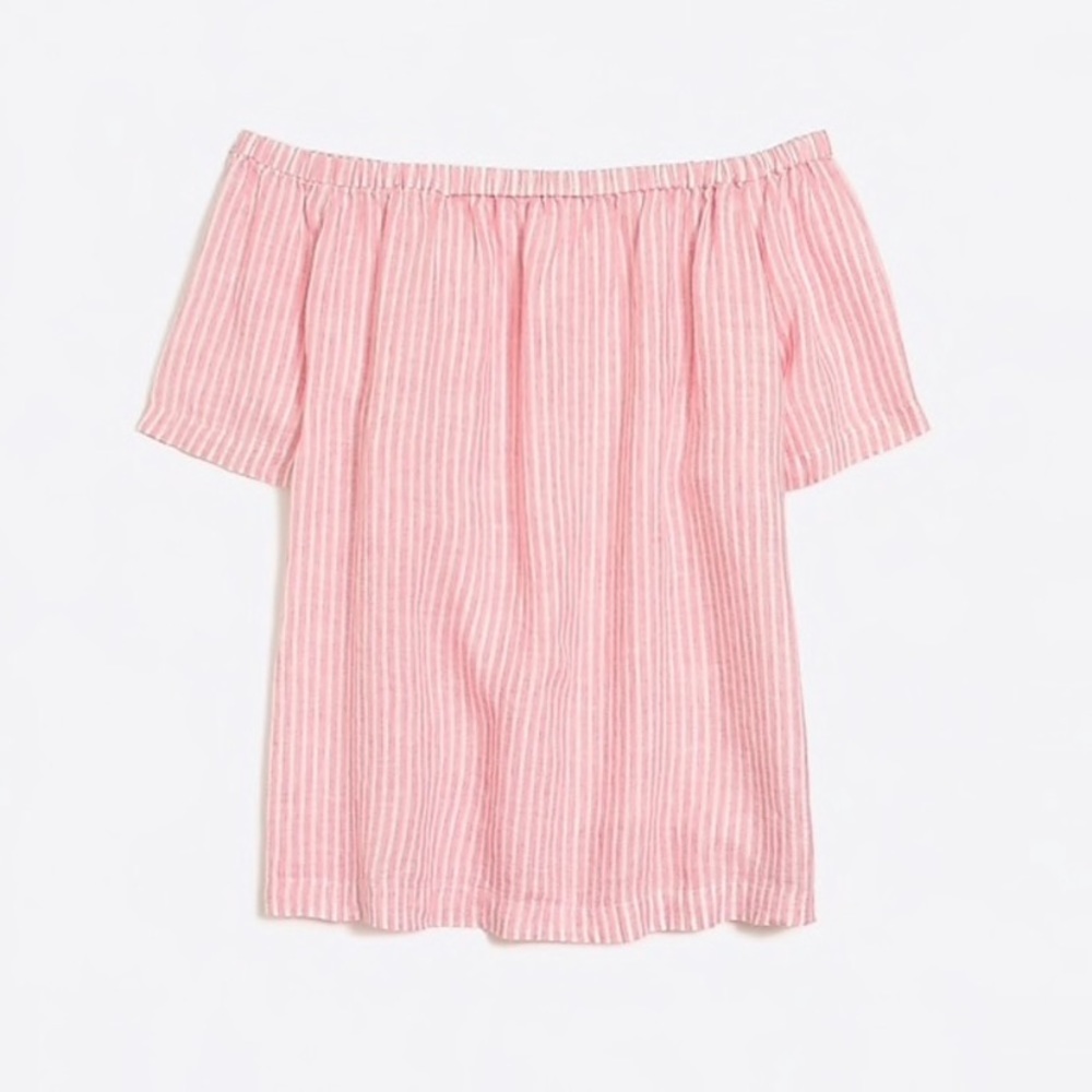🎉HP🎉 J.Crew Factory Off the Shoulder Pinstripe Top - Picture 2 of 6
